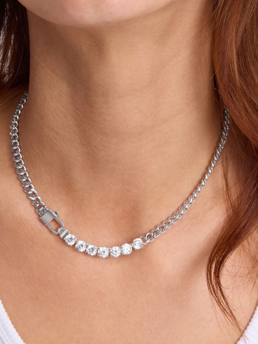 Melinda Maria Julian Loves Diamonds Necklace 6.8mm Cuban link. New. No tag. - Picture 3 of 5
